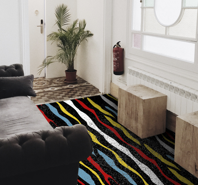Colorful wavy design stripes vinyl rug - TenStickers