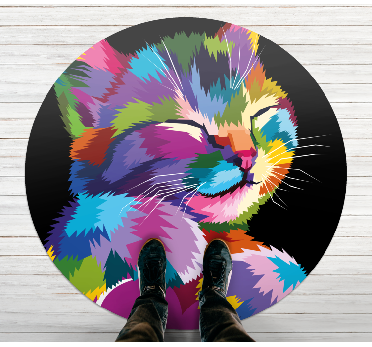 Vibrant Feline Illustration animal vinyl rug - TenStickers