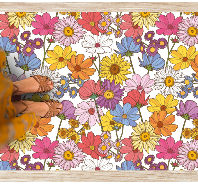 Vibrant floral display floral vinyl rug - TenStickers