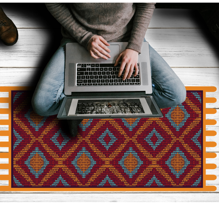 Vibrant Geometric Pattern ethnic vinyl rug - TenStickers