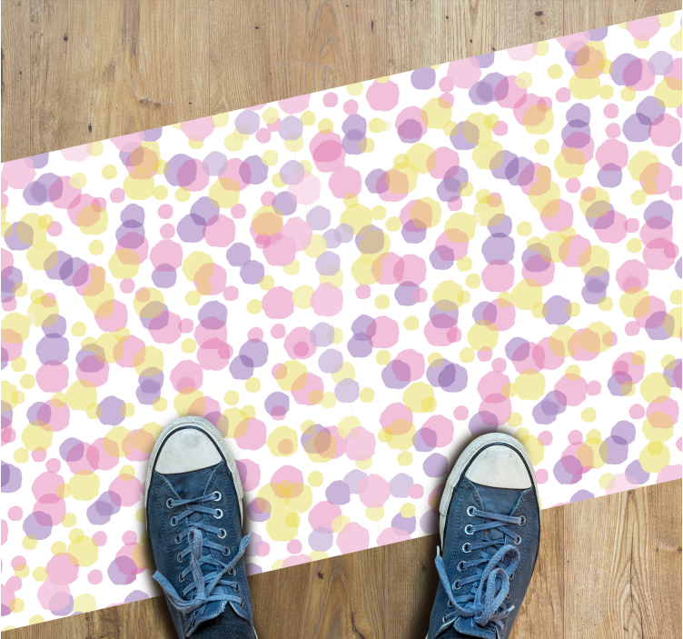 Pink bubbles pattern bathroom vinyl rug - TenStickers