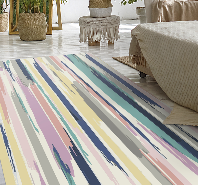 Vibrant Striped Tiers living room vinyl rug - TenStickers