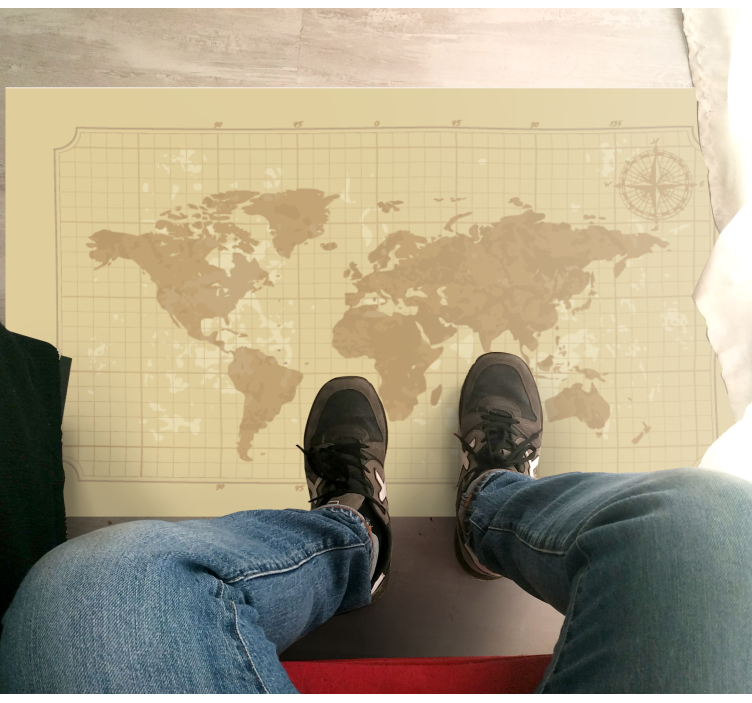 Vintage graphic map world map vinyl rug - TenStickers