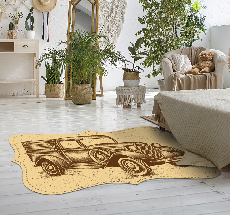 Vintage style truck design rug - TenStickers