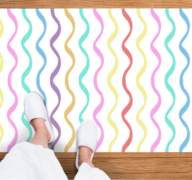 Wavy colorful lines scandinavian vinyl rug - TenStickers