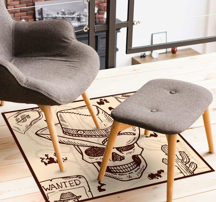 Western Themed Illustration teenage bedroom vinyl rug - TenStickers