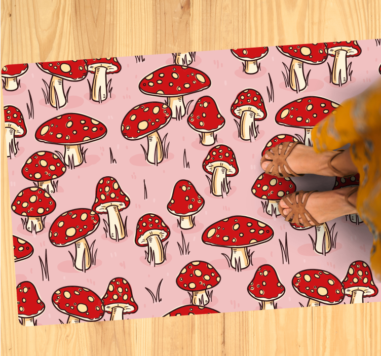 Whimsical Mushroom Pattern nature vinyl rug - TenStickers