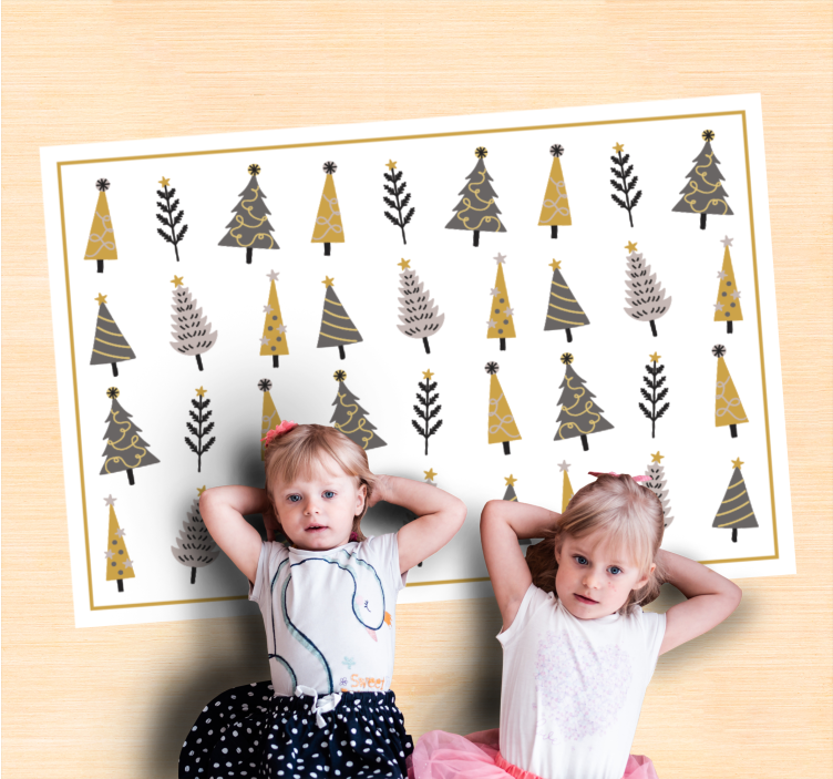 Whimsical Tree Pattern Christmas vinyl rug - TenStickers