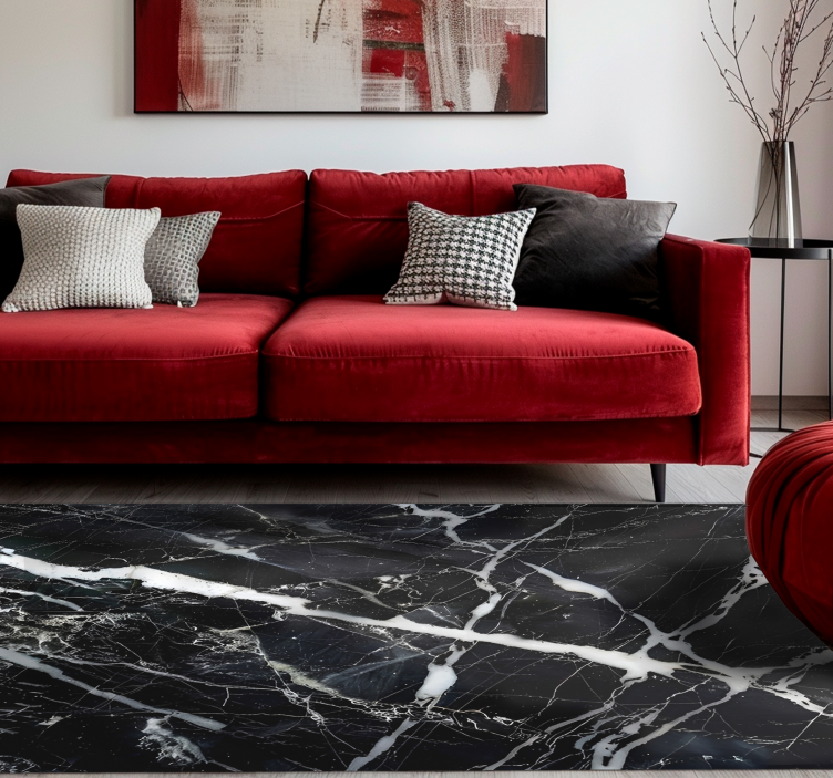White shades black marble vinyl rug - TenStickers