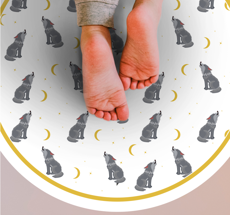 Wolf Moon Pattern animal print vinyl rug - TenStickers