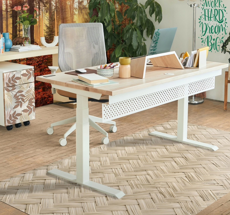 Basket weave imitation wood effect vinyl rug - TenStickers