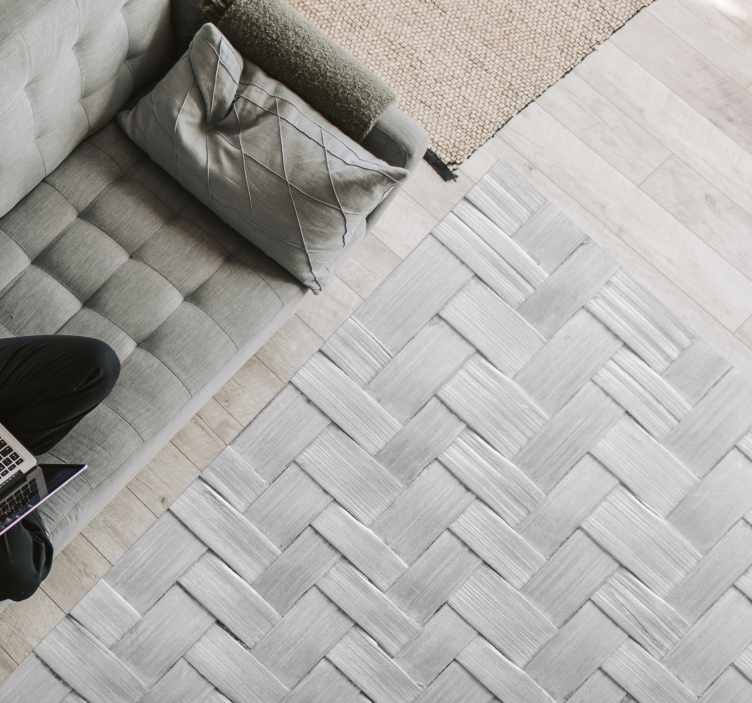 Woven grey texture living room vinyl rug - TenStickers