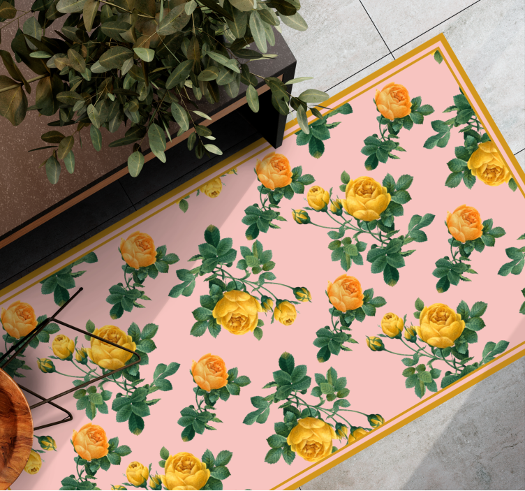 Yellow Rose Botanical vinyl carpet roses - TenStickers