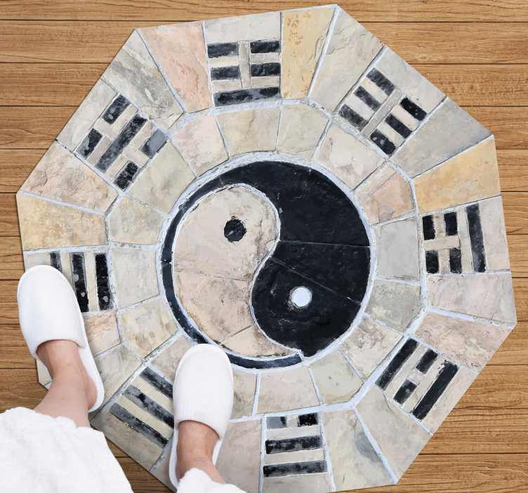 Yin Yang Tile Arrangement mosaic vinyl rug - TenStickers