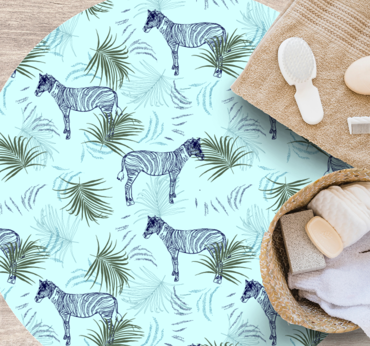 Zebra and leaves animal vinyl rug - TenStickers