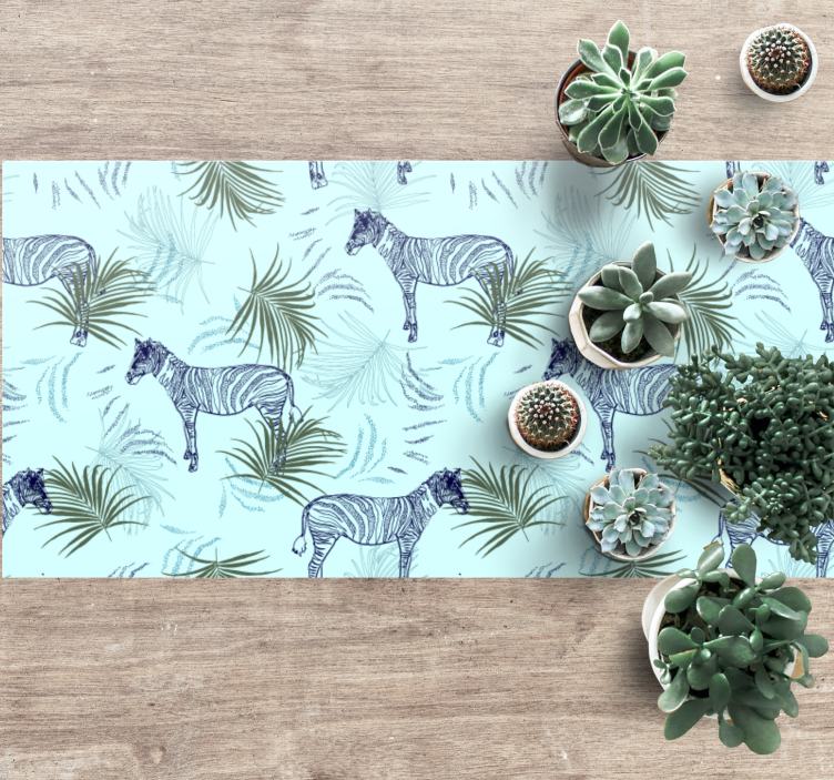 Animal vinyl rug with zebra patterned leaves - TenStickers