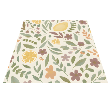 Lemon floral design outdoor vinyl rug - TenStickers