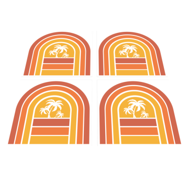 Nature vinyl rug retro sunset and palms design - TenStickers