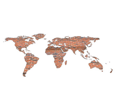 World map vinyl rug brick wall mural - TenStickers