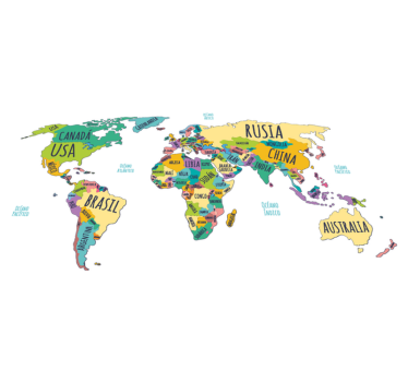 World map vinyl rug political world map - TenStickers