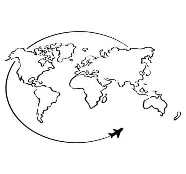 World map vinyl rug airplane circle design - TenStickers