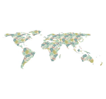 World map vinyl rug tropical map - TenStickers
