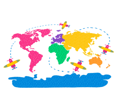 World map vinyl rug travel map - TenStickers