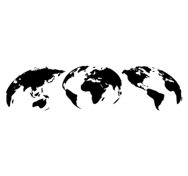 World map vinyl rug 3 earth maps of each continent - TenStickers