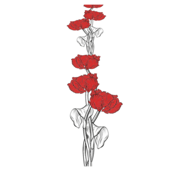 Red vertical tulips pattern bedroom vinyl rug - TenStickers