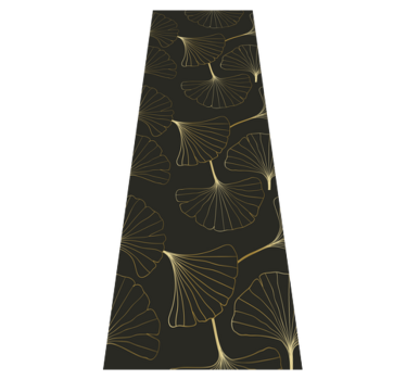 Ginkgo leaves charcoal gold office vinyl rug - TenStickers