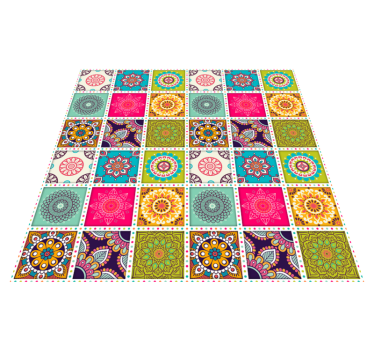 colorful moroccan tiles bedroom vinyl rug - TenStickers