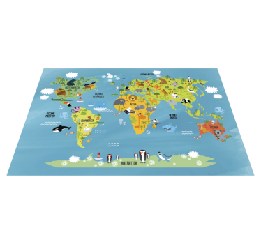 Animal world map kids vinyl carpet - TenStickers