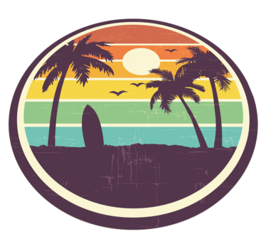 Tropical Sunset Scene nature vinyl rug - TenStickers