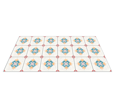 Floral Tile Concept tile vinyl rug - TenStickers
