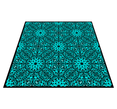 Detailed teal mosaic florals tile kitchen vinyl rug - TenStickers