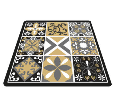 Gold and Silver patch tiles kitchen flooring - TenStickers