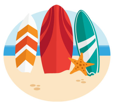 Surfboard Trio outdoor vinyl rug - TenStickers