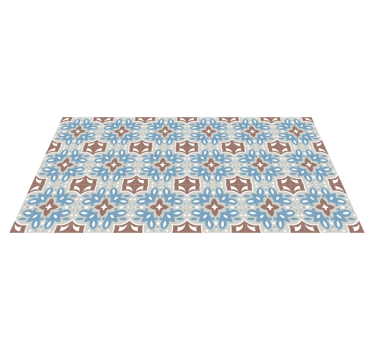 Floral blue pattern kitchen vinyl rug - TenStickers