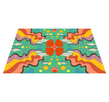 Vibrant Ffloral waves nature vinyl rug - TenStickers