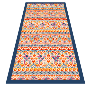 World map vinyl rug with lively geometric designs - TenStickers