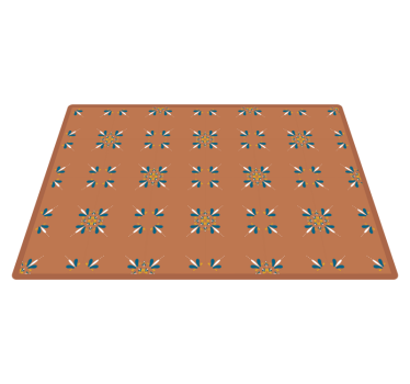 Terracotta tiles with blue pattern  tile mat - TenStickers