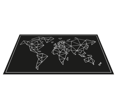 Black and white origami vinyl map rug - TenStickers