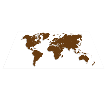 brown world map on white background vinyl map rug - TenStickers