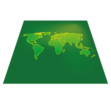 Green Globe Contour world map vinyl rug - TenStickers
