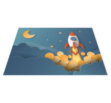 Cartoon launching rocket to space star carpet - TenStickers