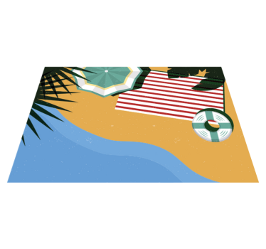 Beach Picnic Scene nature vinyl rug - TenStickers