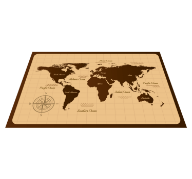Brown vintage design world map vinyl rug - TenStickers
