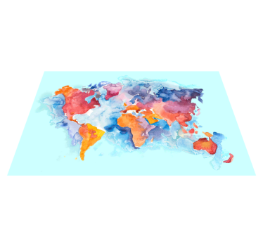 World map vinyl rug colorful global map - TenStickers