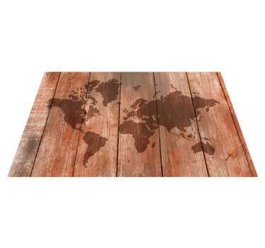 Wooden map effect world map vinyl rug - TenStickers