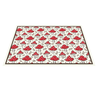 Playful Mushroom Motif nature vinyl rug - TenStickers